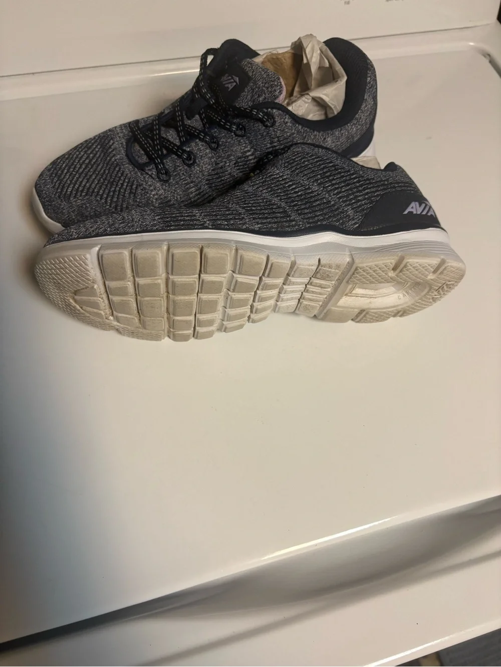 Avia Navy Knit Slip-On Athletic Sneakers with White Sole